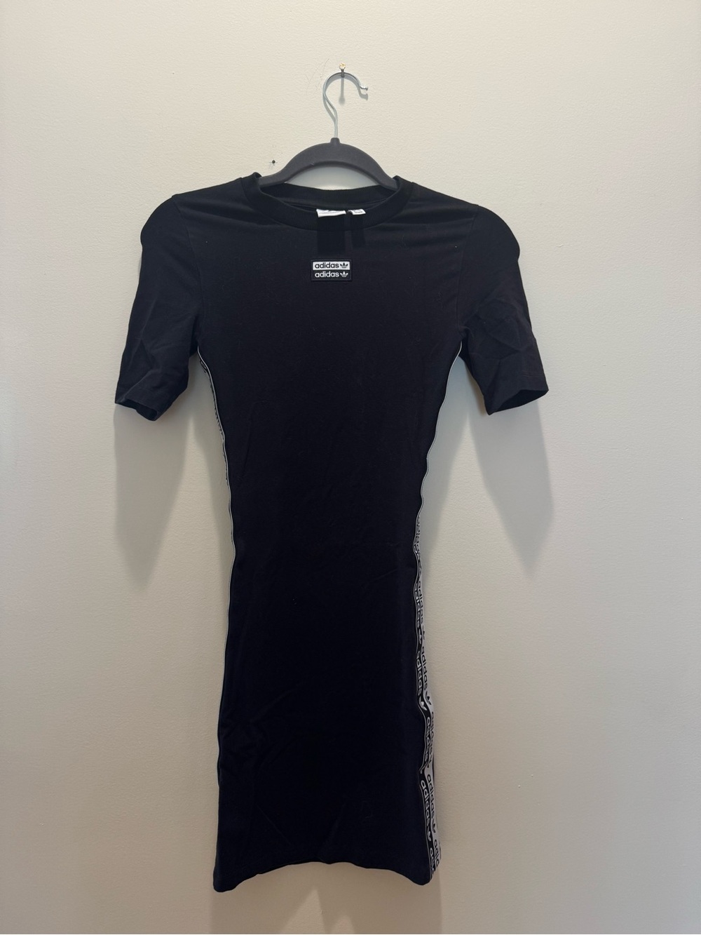 adidas Black Side-Stripe Slim Mini Dress